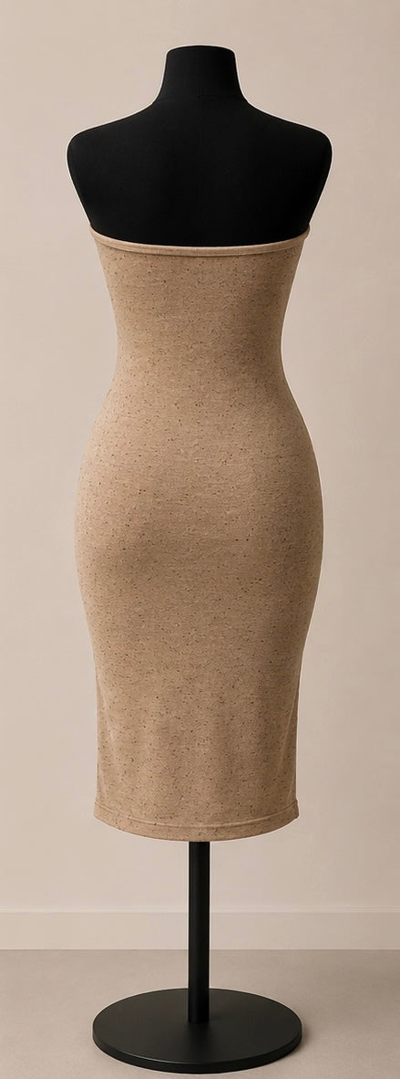 ÉLANA Strapless Midi Dress – Champagne