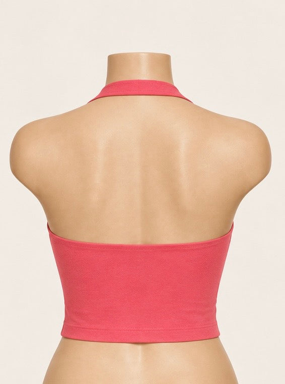 Blush Coral Halter Crop Top