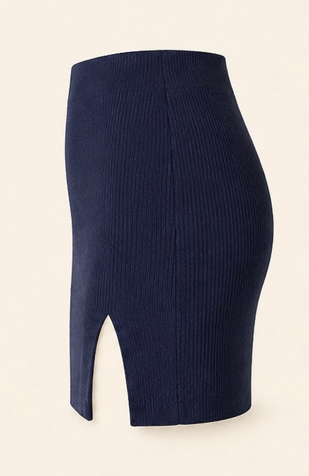 Midnight Navy Mini Slit Skirt