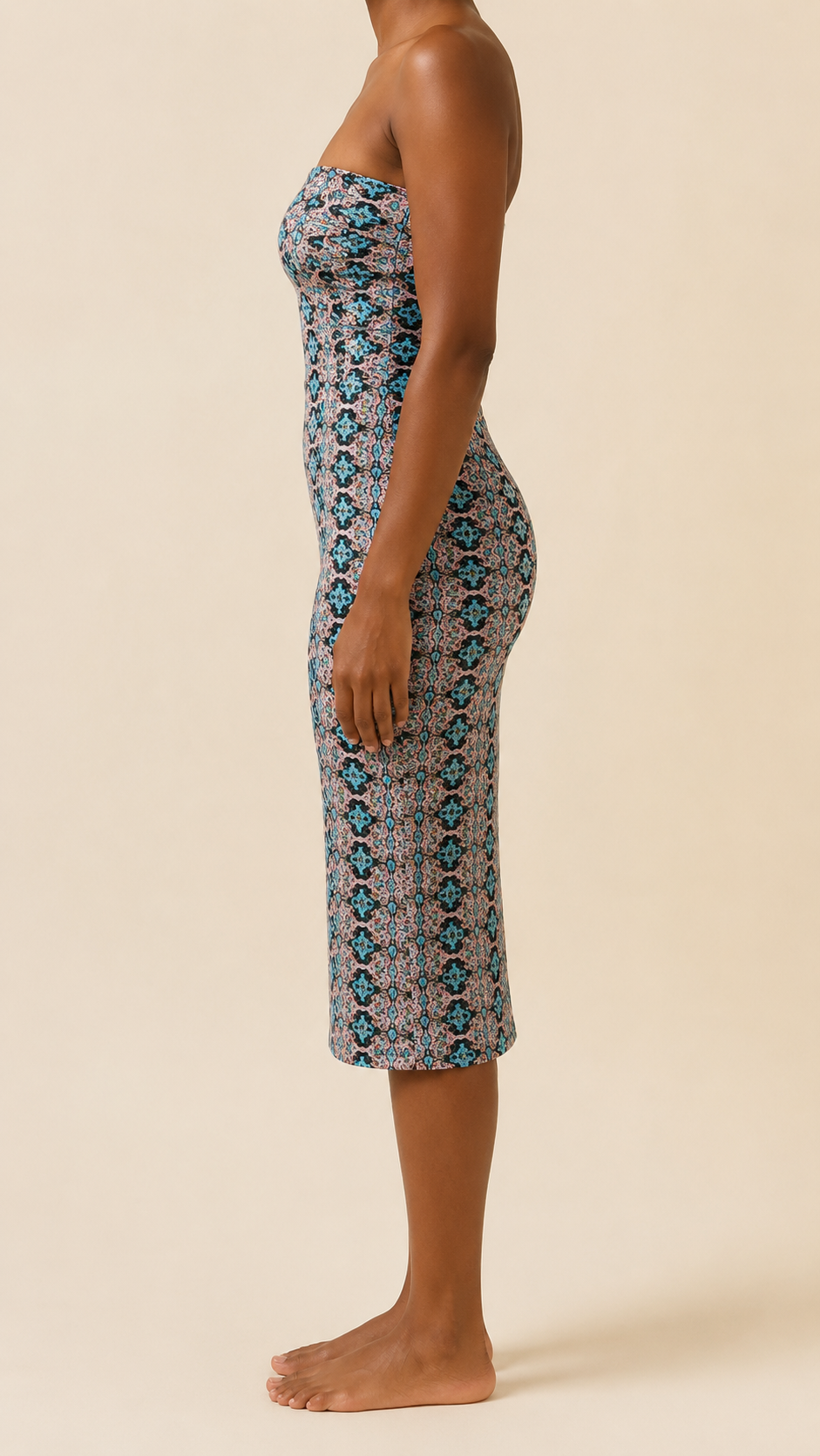 MOSAÏQUE Printed Strapless Midi Dress