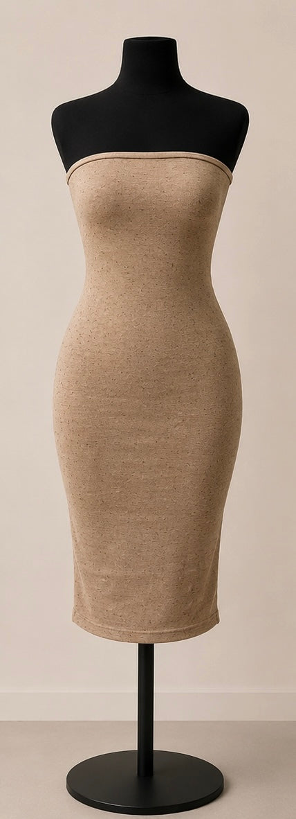 ÉLANA Strapless Midi Dress – Champagne