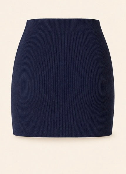 Midnight Navy Mini Slit Skirt