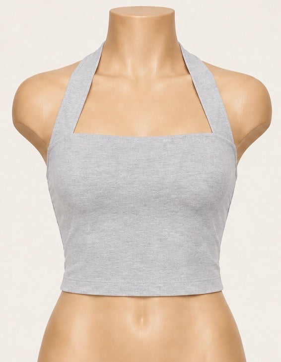 Cloud Gray Halter Crop Top