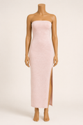BLUSH Strapless Slit Tube Dress