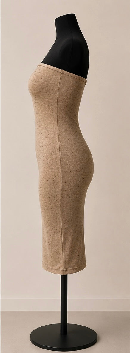 ÉLANA Strapless Midi Dress – Champagne