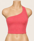 Blush Coral One-Shoulder Crop Top