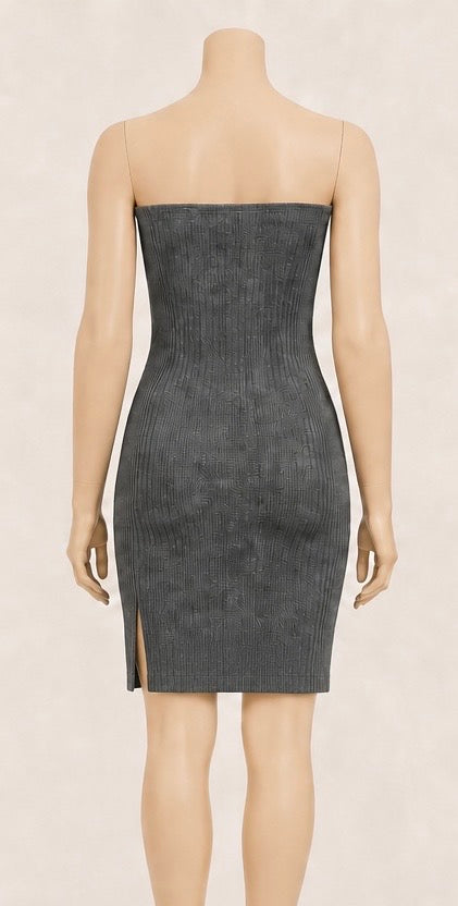 Graphite Strapless Slit Mini Dress