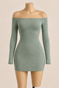 ÉDEN Off-Shoulder Long-Sleeve Mini Dress