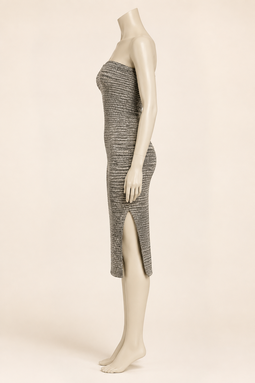 PEWTER Marled Tube Midi Slit Dress