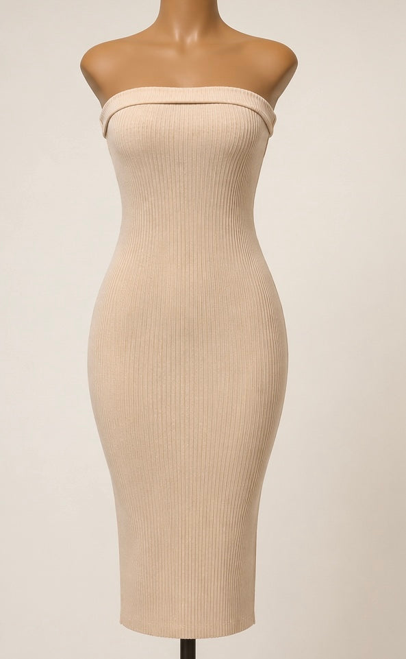 ÉLANA Strapless Slit Tube Dress