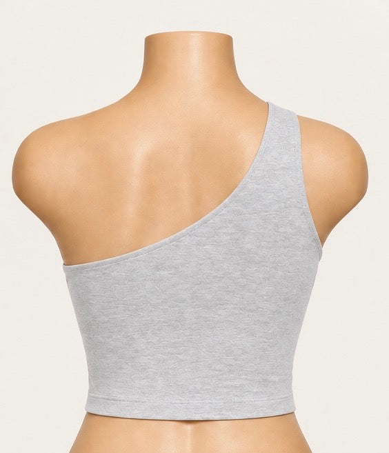Cloud Gray One-Shoulder Crop Top