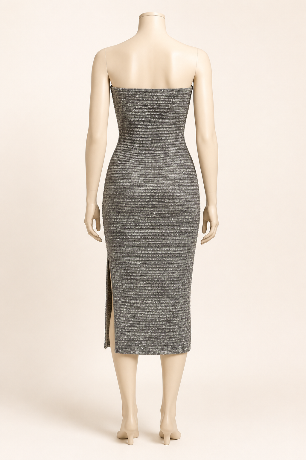 PEWTER Marled Tube Midi Slit Dress