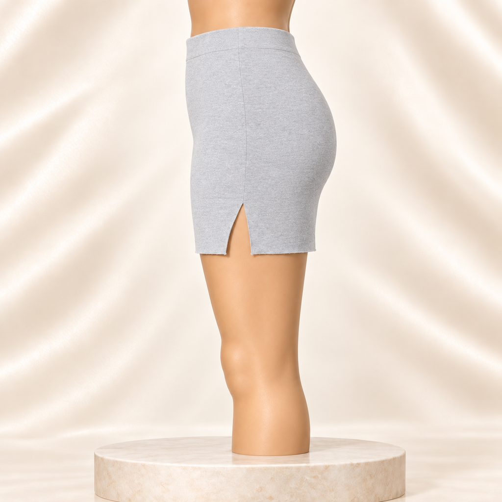 Cloud Gray Fitted Mini Skirt