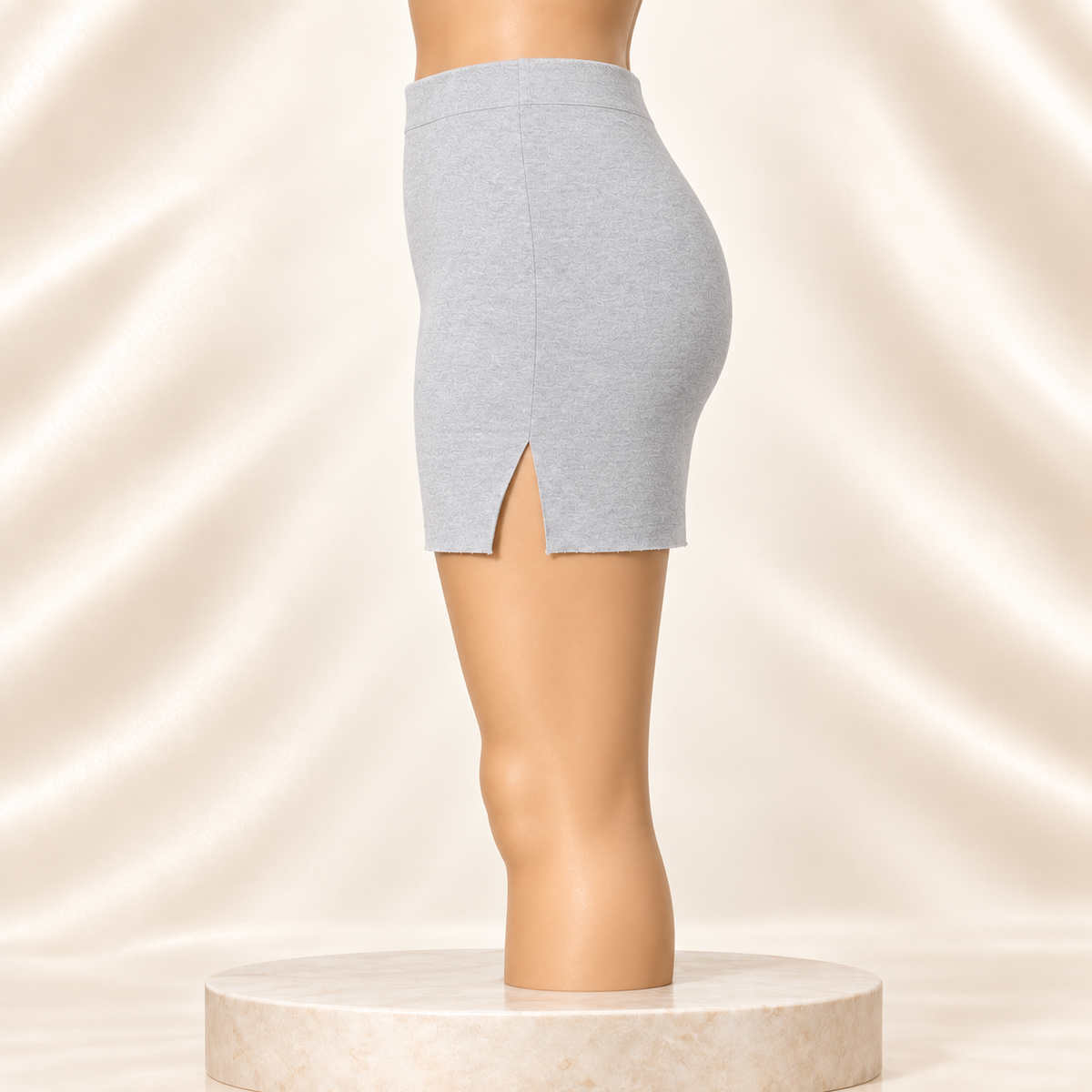 Cloud Gray Fitted Mini Skirt