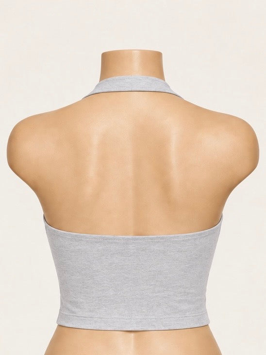 Cloud Gray Halter Crop Top