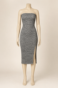 PEWTER Marled Tube Midi Slit Dress
