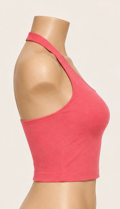 Blush Coral One-Shoulder Crop Top