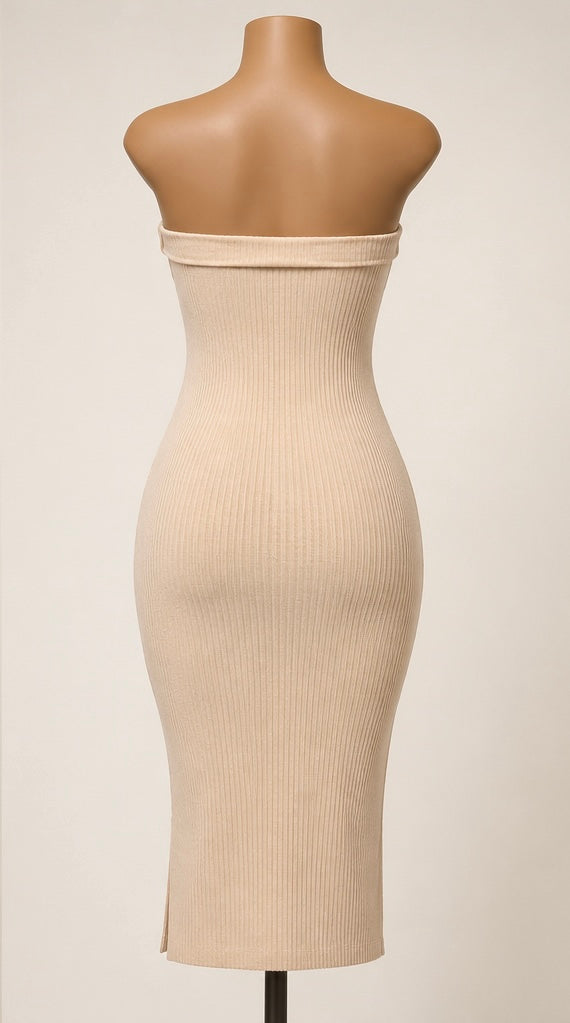 ÉLANA Strapless Slit Tube Dress