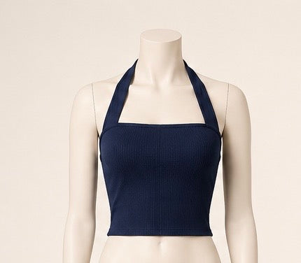 Midnight Navy Halter Crop Top