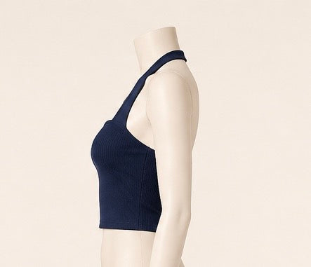 Midnight Navy Halter Crop Top